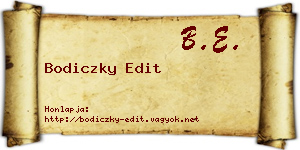 Bodiczky Edit névjegykártya